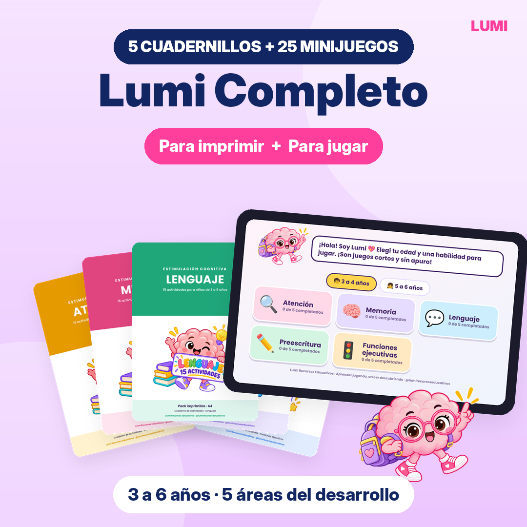 LUMI COMPLETO · 5 CUADERNILLOS + 25 MINIJUEGOS